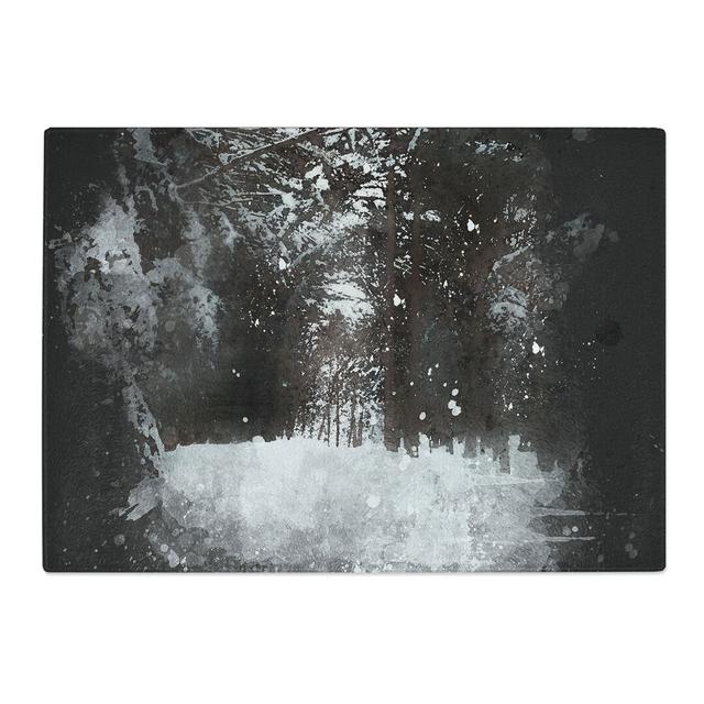 Road Through the Winter Forest Paint Splash Chopping Board East Urban Home Size: 0.4cm H x 28.5cm W x 39cm L on Productcaster.