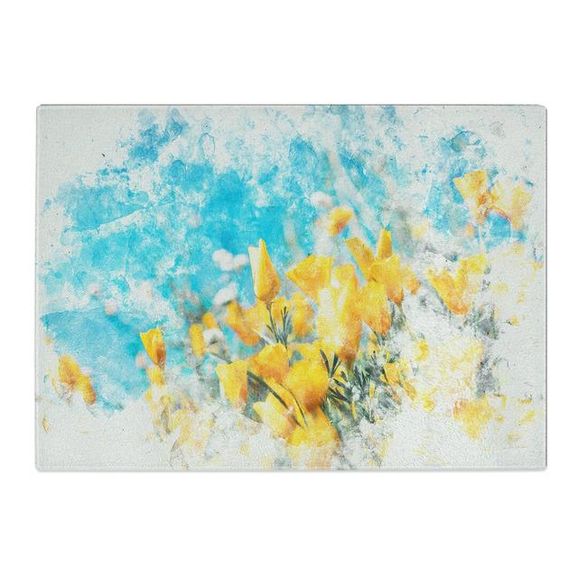 Tempered Glass Blooming Flowers Watercolour Chopping Board East Urban Home Size: 28.5 cm x 39 cm on Productcaster.