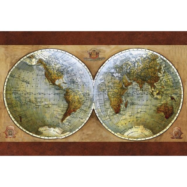 World In Hemispheres - Wrapped Canvas Art Prints Borough Wharf Size: 81cm H x 122cm W on Productcaster.