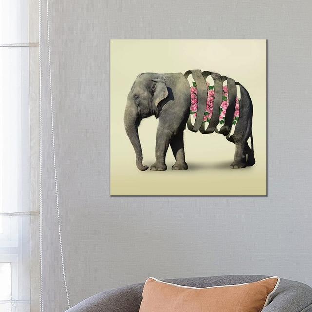 Elephant Flowers III by Vin Zzep - Print on Canvas Latitude Run Size: 66.04cm H x 66.04cm W x 3.81cm D, Format: Wrapped Canvas on Productcaster.