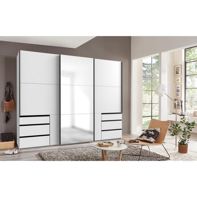 Drehtürenschrank Guardino Ebern Designs Ausführung: Weiß, Größe: 216 cm H x 300 cm B x 65 cm T on Productcaster.