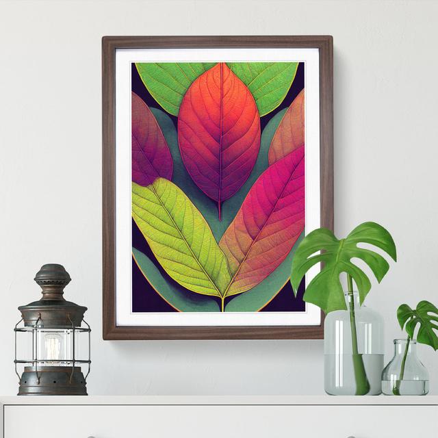 Leaves in Technicolour No.3 - Picture Frame Graphic Art Marlow Home Co. Size: 46cm H x 34cm W x 2cm D, Frame Colour: Walnut on Productcaster.