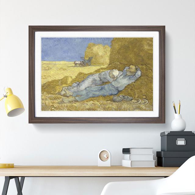 The Siesta by Vincent Van Gogh - Picture Frame Painting East Urban Home Size: 27cm H x 36cm W x 2cm D, Frame Option: Walnut Framed on Productcaster.