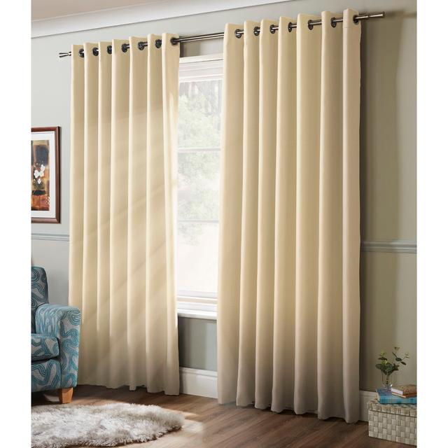 Nashli Room Darkening Eyelet Ring Top Curtains (Set of 2) Ebern Designs Colour: Cream, Panel Size: Width 229 x Drop 183 cm on Productcaster.