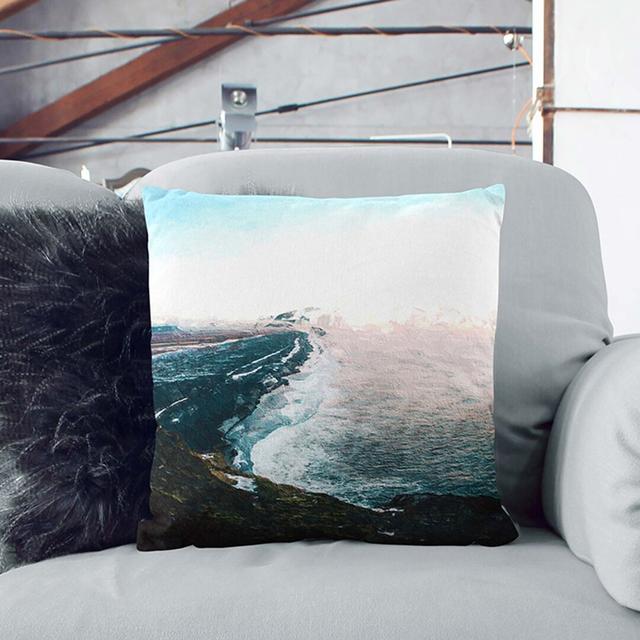 Black Sands Beach in Iceland Cushion with Filling East Urban Home Size: 55cm H x 55cm W x 20cm D, Backing Colour: Black on Productcaster.