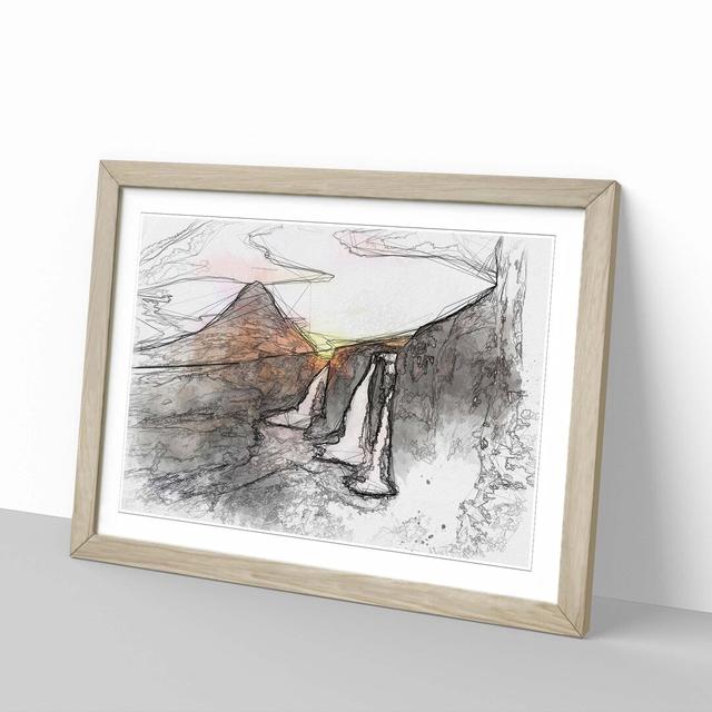 Kirkjufell Waterfalls & Mountain in Abstract - Picture Frame Graphic Art Print East Urban Home Size: 50cm H x 76cm W x 2cm D, Frame Option: Oak on Productcaster.