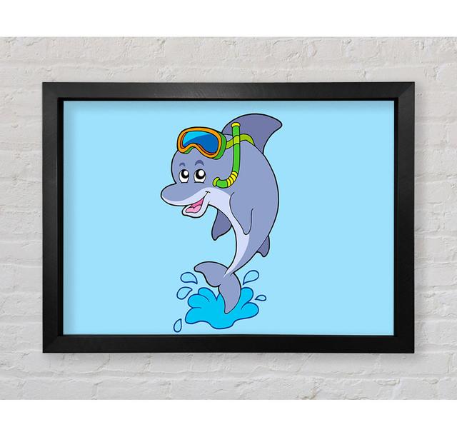 Snorkeling Dolphin - Single Picture Frame Art Prints Harriet Bee Size: 59.1cm H x 84.1cm W, Colour: Baby Blue on Productcaster.