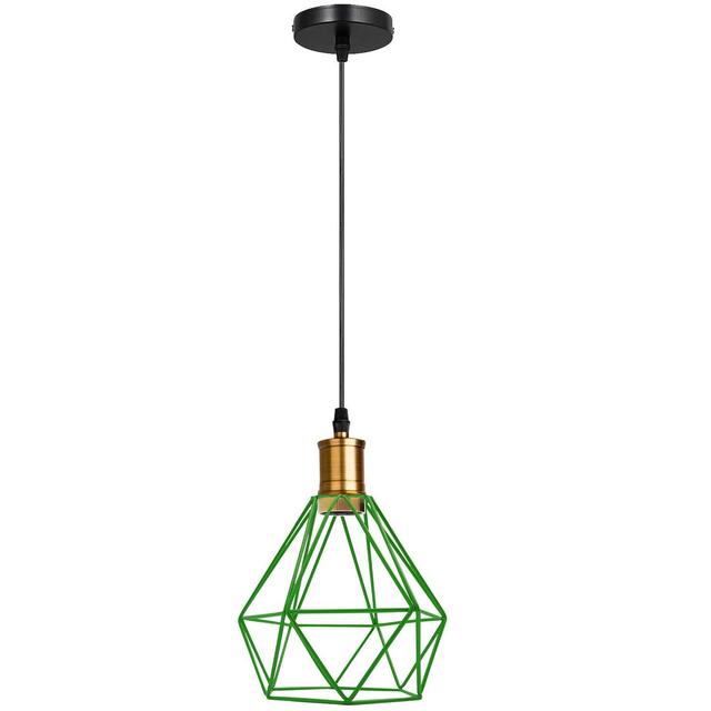 Marko 1 - Light Lantern Geometric Pendant Canora Grey Shade Colour: Green on Productcaster.