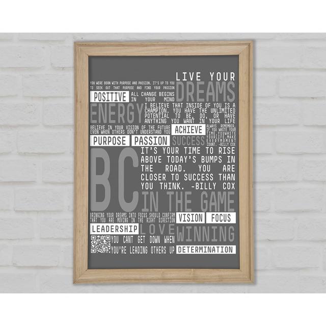 Live Your Dreams Grey - Single Picture Frame Art Prints Happy Larry Size: 42cm H x 29.7cm W x 1.5cm D on Productcaster.