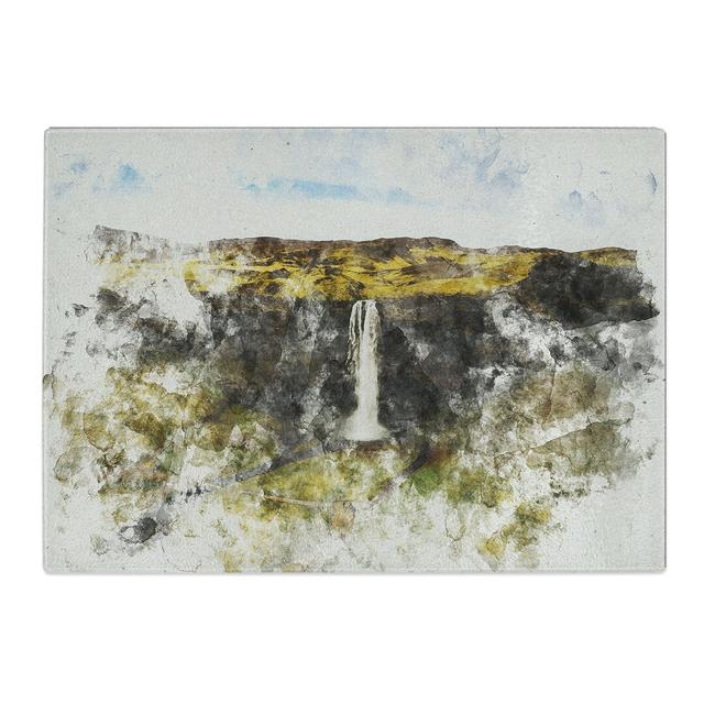 Seljalandsfoss Waterfall in Iceland Vol.1 Watercolour Chopping Board East Urban Home Size: 28.5cm W x 39cm L on Productcaster.