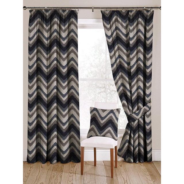 Zetilla Synthetic Room Darkening Pinch Pleat Sliding Panel Curtains Pair (Set of 2) Natur Pur Panel Size: 116 W x 228 D cm, Colour: Denim Blue on Productcaster.