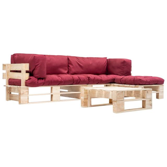 Holz Garten Palettensofa Jhomar 4-tlg. Kissen Ecksofa Sofa mehrere Auswahl 17 Stories Farbe (Rahmen): Schwarz, Farbe (Gewebe): Grau/Rot on Productcaster.