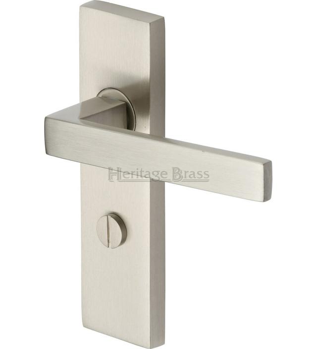 Heritage Door Handle for Bathroom Delta Design (Set of 2) Heritage Brass Finish: Satin Nickel on Productcaster.