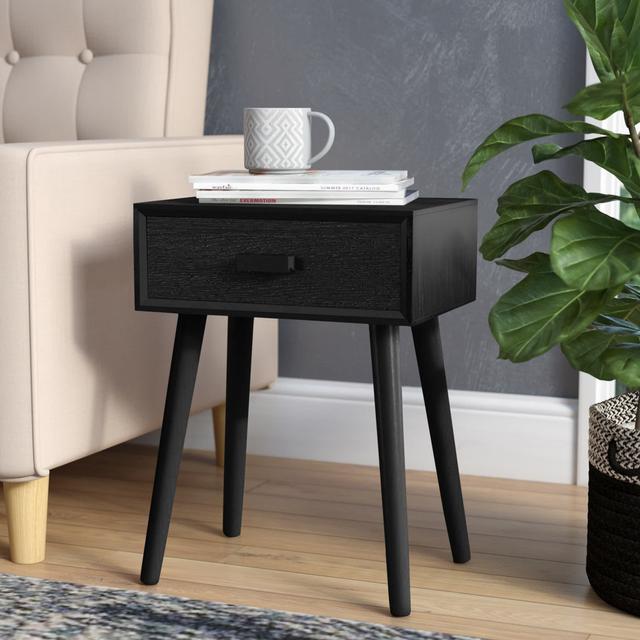 Dayawati Side Table with Storage Blue Elephant Colour: Black on Productcaster.