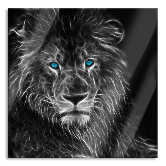 Dark Abstract Lion - Unframed Photograph on Glass Ebern Designs Size: 60cm H x 60cm W on Productcaster.