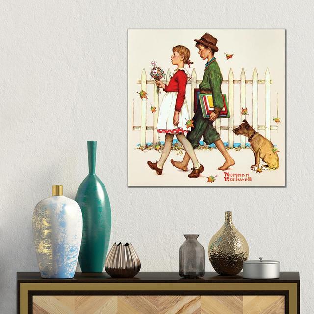 Young Love: Walking To School by Norman Rockwell - Gallery-Wrapped Canvas Giclée on Canvas Lark Manor Size: 45.72cm H x 45.72cm W x 3.81cm D, Format: on Productcaster.