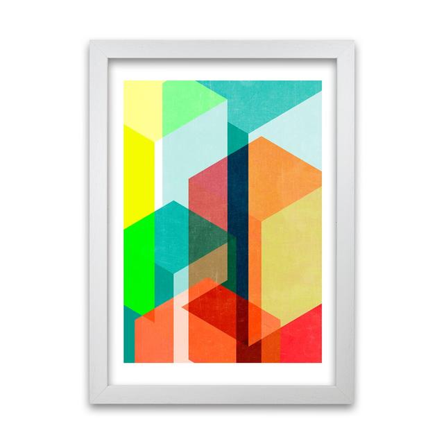 Bright Colourful Abstract B - Print 17 Stories Frame Option: White Frame, Size: 84cm H x 59cm W x 3cm D on Productcaster.