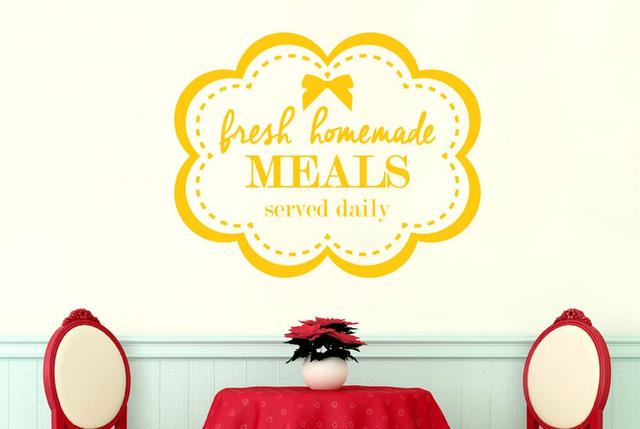 Fresh Homemade Meals Served Daily Wall Sticker East Urban Home Size: Medium, Colour: Dark Yellow on Productcaster.