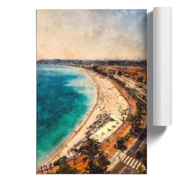 Beach View in Nice France - Unframed Painting East Urban Home Size: 42cm H x 30cm W x 0.1cm D on Productcaster.