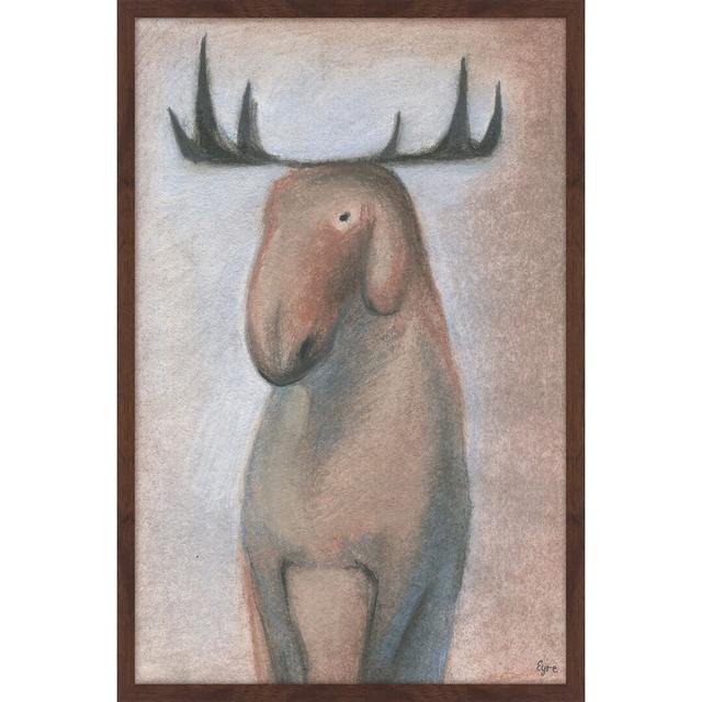 'Happy Moose' Framed Drawing Print Union Rustic Size: 61cm H x 41cm W x 3.81cm D on Productcaster.