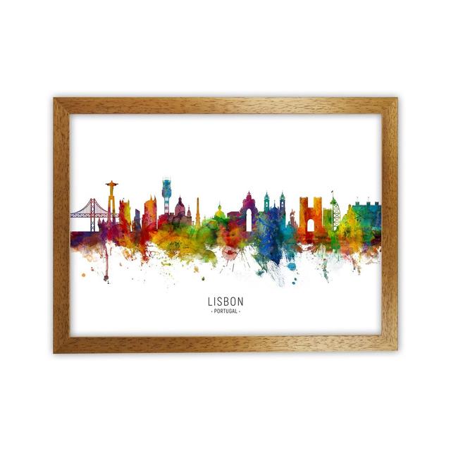 Lisbon Portugal Skyline by Michael Tompsett - Graphic Art Print Ebern Designs Format: Brown Framed, Size: 46cm H x 63cm W x 3cm D on Productcaster.