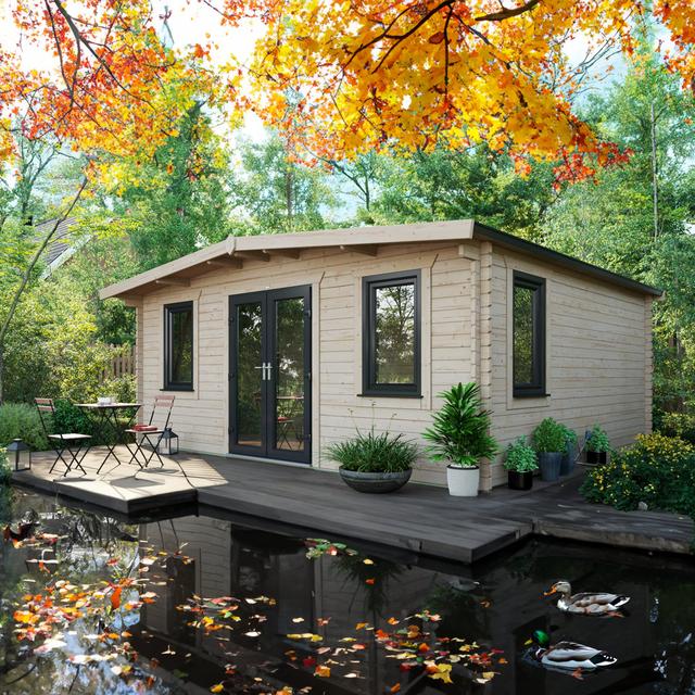 18 ft. W x 16 ft. D Power Central Doors Apex Chalet Log Cabin (16x18) POWERSHEDS on Productcaster.