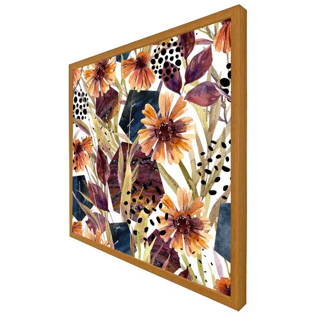 Conchita Autumn Geometric Flowers - Single Picture Frame Art Prints Pergo Classics Size: 61cm H x 61cm W x 4cm D, Frame Colour: Oak Framed on Productcaster.