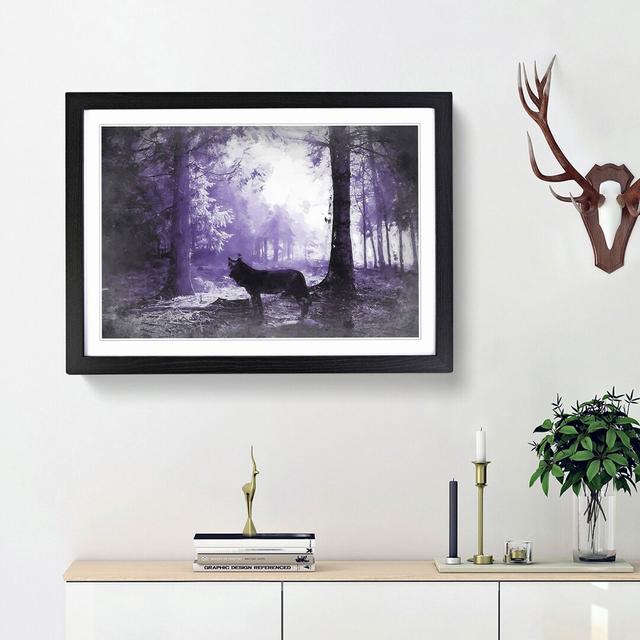 Black Wolf in a Purple Forest in Abstract - Picture Frame Painting Print East Urban Home Frame Option: Black Framed, Size: 27cm H x 36cm W x 2cm D on Productcaster.