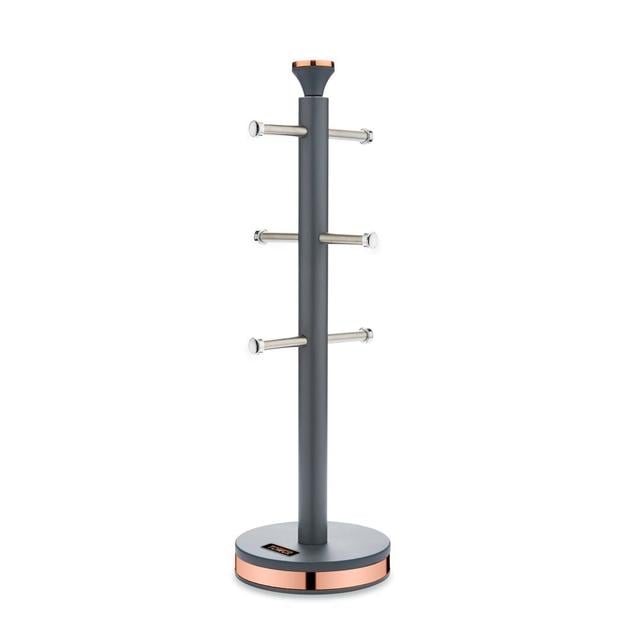 Tower T826132BLK Cavaletto Mug Tree with Stainless Steel Stoppers, Soft Underliner Tower Colour: Gray on Productcaster.