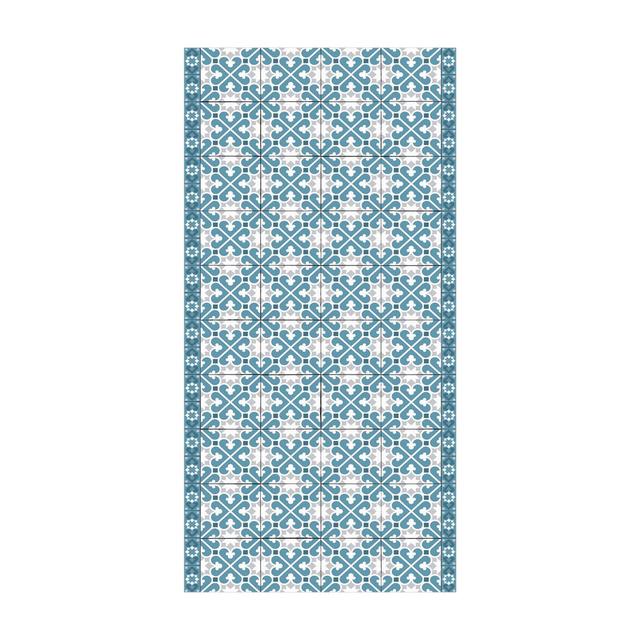 Blue / Gray Hearts Vinyl Rug East Urban Home Rug Size: Rectangular 90 x 180cm on Productcaster.