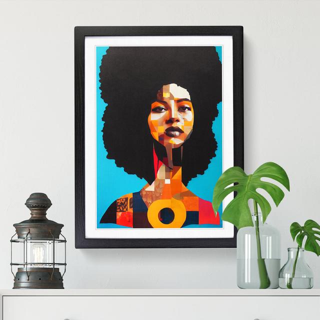 FRM-V0523-2934X Woman With Afro Collage - Single Picture Frame Print Marlow Home Co. Size: 34cm H x 25cm W x 2cm D, Frame Option: Walnut on Productcaster.