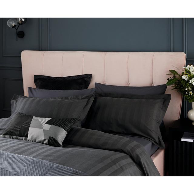 Moderne Satin Stripe Cotton Rich Duvet Cover Set Helena Springfield Size: Kingsize, Colour: Dark Grey on Productcaster.