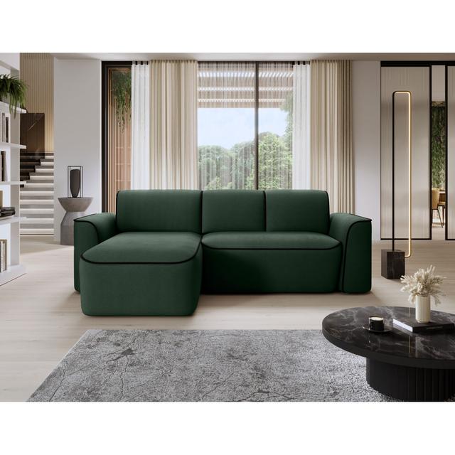 UME CORNER SOFA Brayden Studio Orientation: Left Hand Facing, Upholstery Colour: Green/Black on Productcaster.