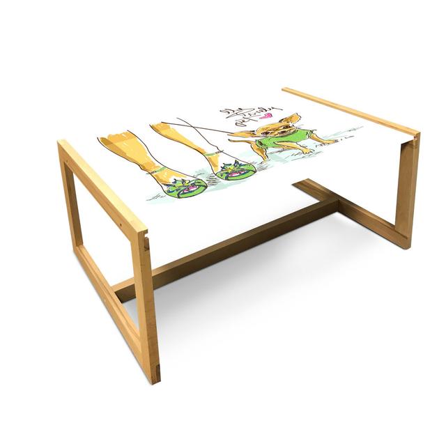 Chihuahua Coffee Table, Colorful Sketch Of Dog And Woman Owners Legs With My Pet Lettering, Acrylic Glass Center Table With Wooden Frame For Offices D on Productcaster.