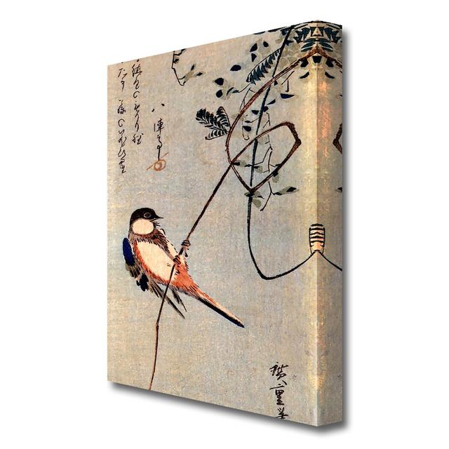 'A Bird on a Wisteria' Painting Print on Wrapped Canvas East Urban Home Size: 81.3 cm H x 50.8 cm W on Productcaster.