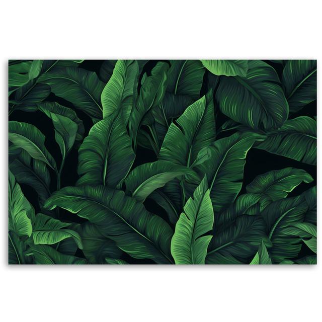 Canvas Print, Exotic Leaves In Monochrome Green - Wrapped Canvas Print Feeby Size: 40cm H x 60cm W on Productcaster.