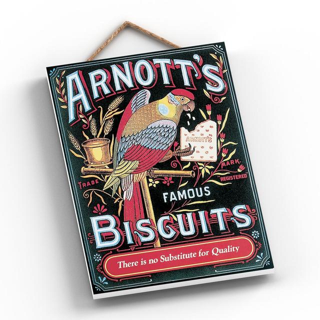 Arnotts Biscuits Vintage Retro Poster Design On Wooden Plaque Happy Larry on Productcaster.