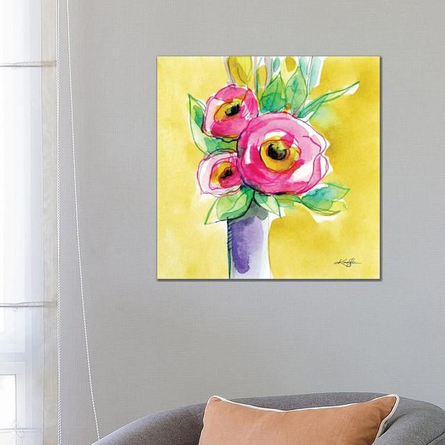 Flowers LIX by Kathy Morton Stanion - Wrapped Canvas Painting ClassicLiving Size: 66.04cm H x 66.04cm W x 1.91cm D on Productcaster.