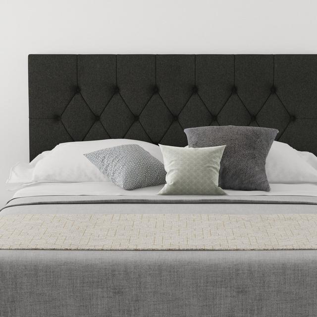 Talcott Upholstered Headboard Wade Logan Size: Small Double (4'), Upholstery: Tweed Charcoal on Productcaster.