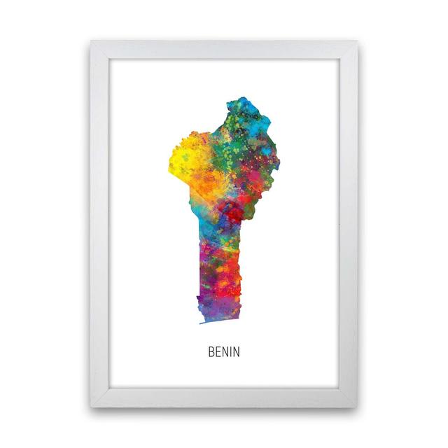 Benin Watercolour Map by Michael Tompsett - Print Latitude Run Format: White Framed, Size: 63cm H x 46cm W x 3cm D on Productcaster.