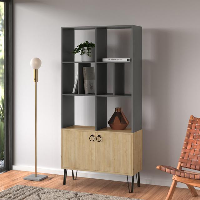 Rek Bookcase Wade Logan Colour (Body/Front): Anthracite/Oak on Productcaster.