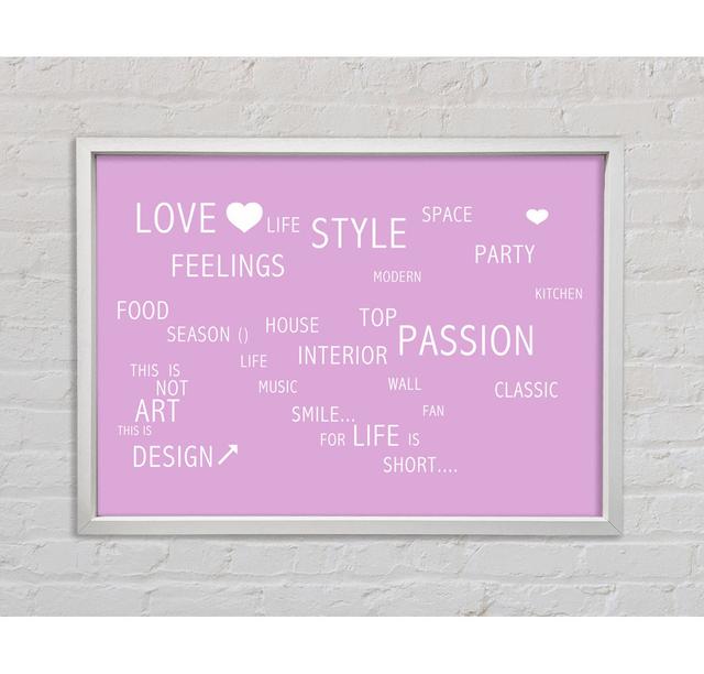 Love Life - Single Picture Frame Art Prints on Canvas Happy Larry Colour: Pink, Size: 84.1cm H x 118.9cm W x 3.3cm D on Productcaster.