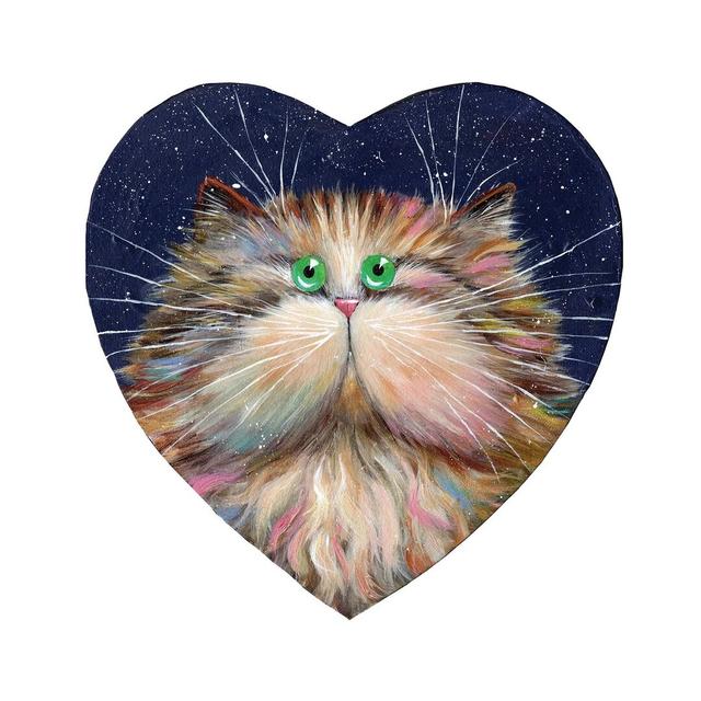 Heart Candy Cat by Kim Haskins - Print on Canvas Ebern Designs Size: 66.04cm H x 66.04cm W x 3.81cm D, Format: Wrapped Canvas on Productcaster.