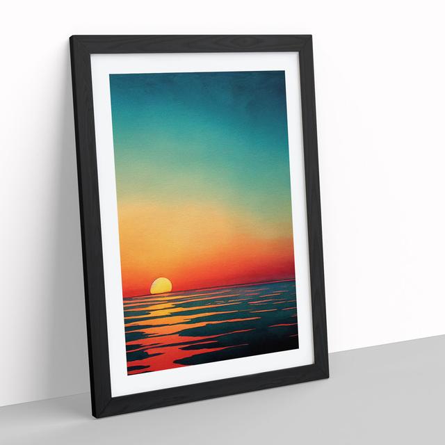 Watercolour Ocean Sunset No.7 House of Hampton Frame Colour: Black, Size: 34cm H x 25cm W x 2cm D on Productcaster.