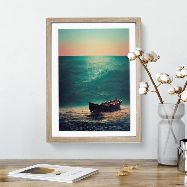 Boat Beneath The Sea House of Hampton Size: 64cm H x 46cm W x 2cm D, Frame Colour: Oak on Productcaster.