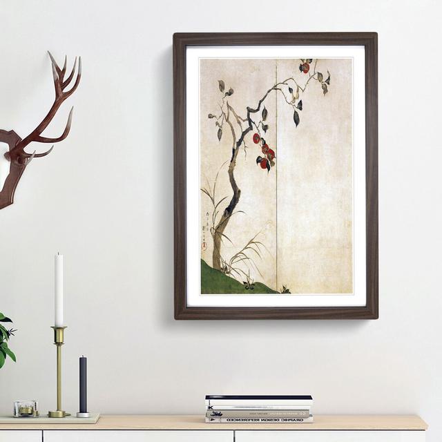 Persimmon Tree by Sakai Hoitsu - Picture Frame Painting Print East Urban Home Frame Option: Walnut Framed, Size: 48cm H x 36cm W x 2cm D on Productcaster.