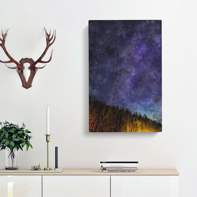 A Forest Beneath the Stars - Wrapped Canvas Painting Print East Urban Home Size: 60cm H x 40cm W x 3cm D on Productcaster.