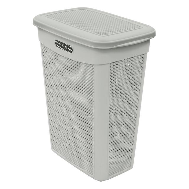 Plastic Laundry Hamper with Handles JVL Colour: Light Grey on Productcaster.