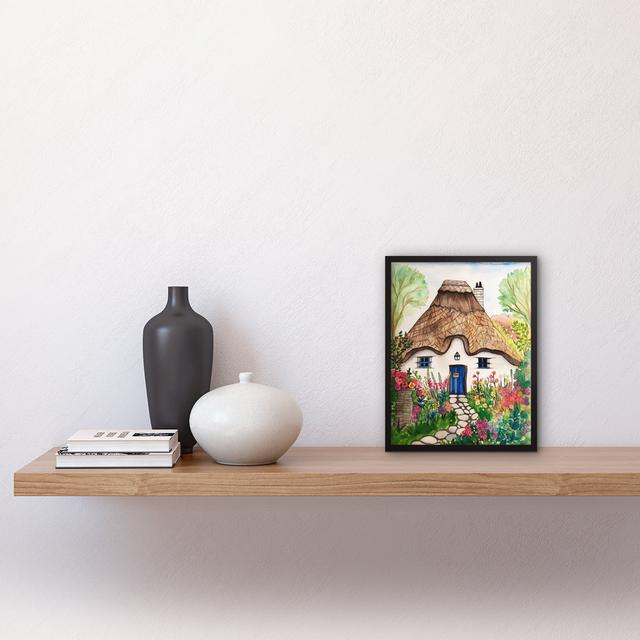 The Cottage In The Forrest Flowers Folk Art Artwork Framed Wall Art Print 9X7 Inch Marlow Home Co. on Productcaster.