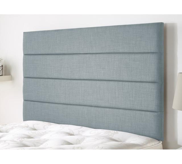 Parinaaz Upholstered Solid Wood Headboard Hashtag Home Upholstery: Sky, Size: Small Double (4') on Productcaster.